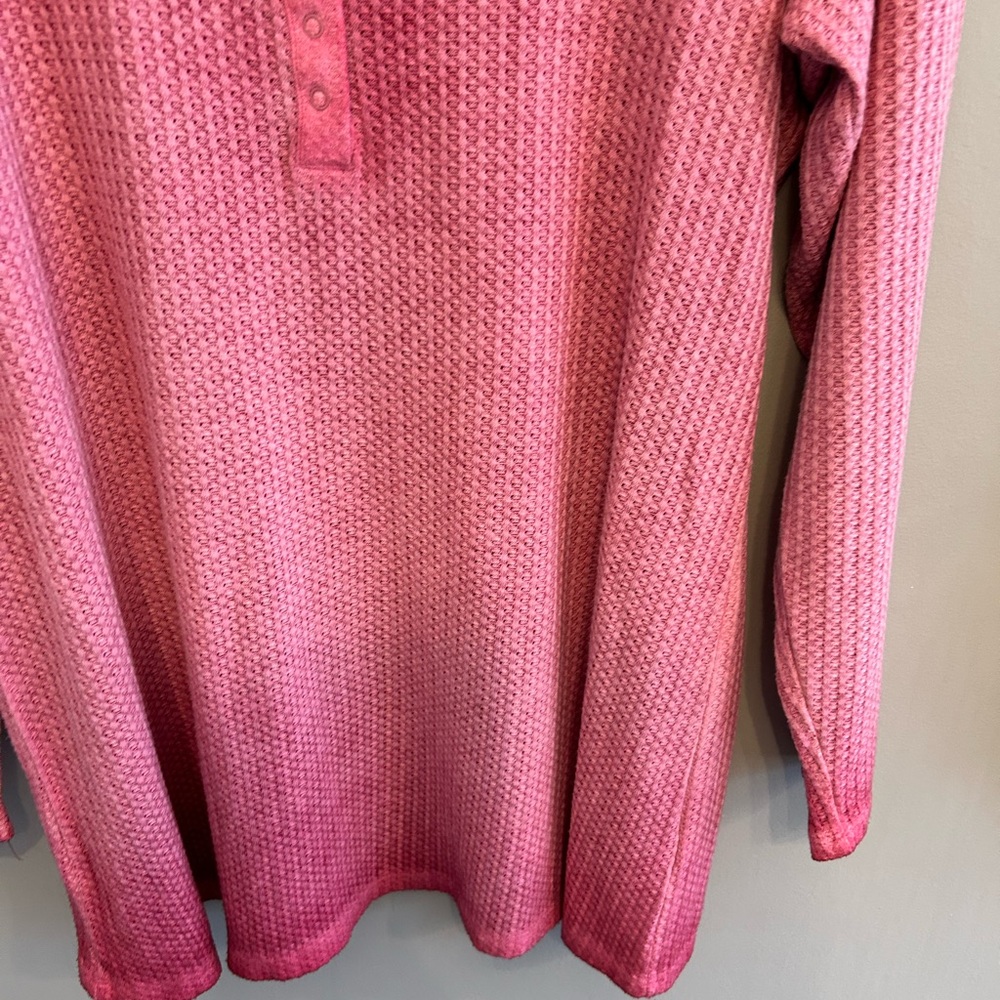 NWT Torrid Waffle Scoop Neck Long Sleeve Henley Top in pink peacock size 3x - Picture 7 of 13